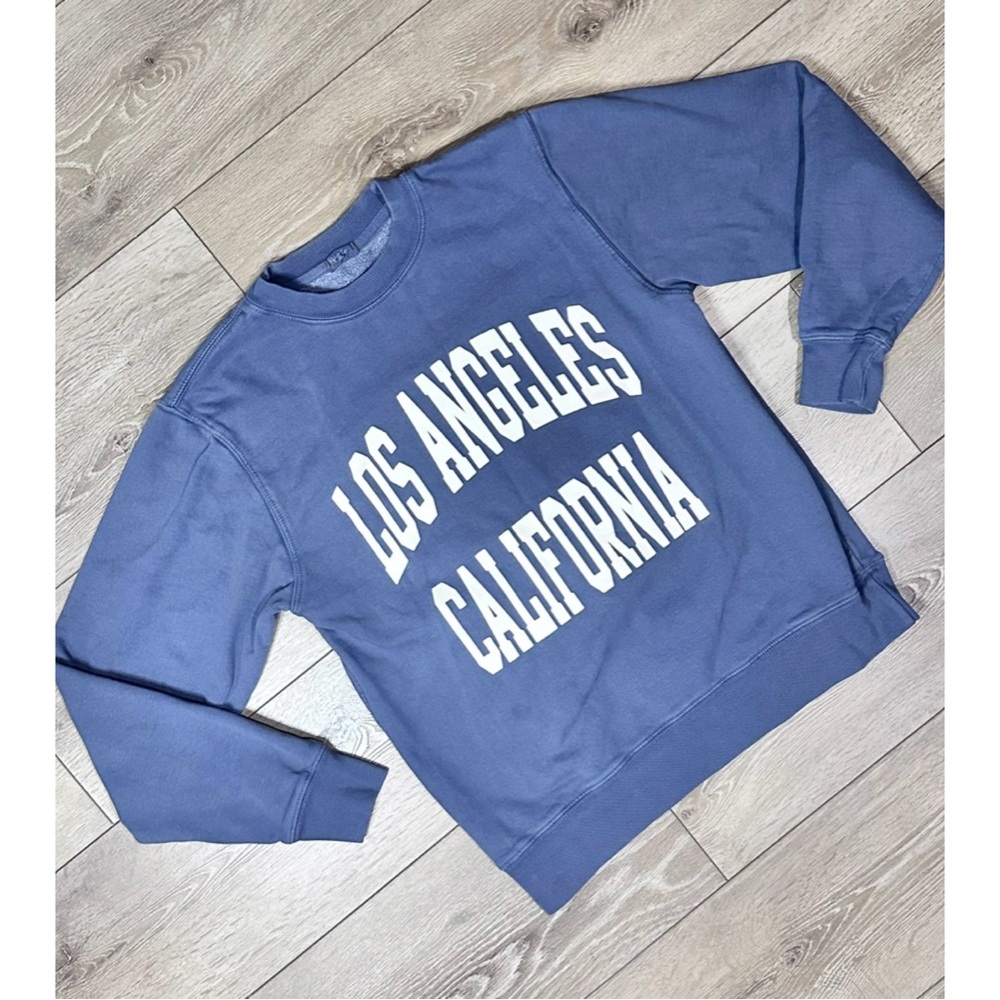 John Galt Brandy Melville Los Angeles Sweatshirt Vintage Blue - Picture 3 of 12